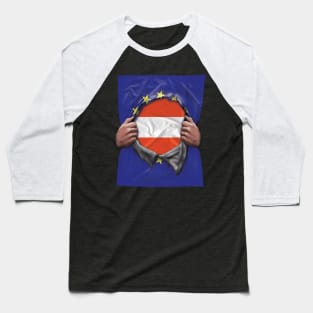 Austria Flag European Union Flag Ripped Open - Gift for Austrian From Austria Baseball T-Shirt